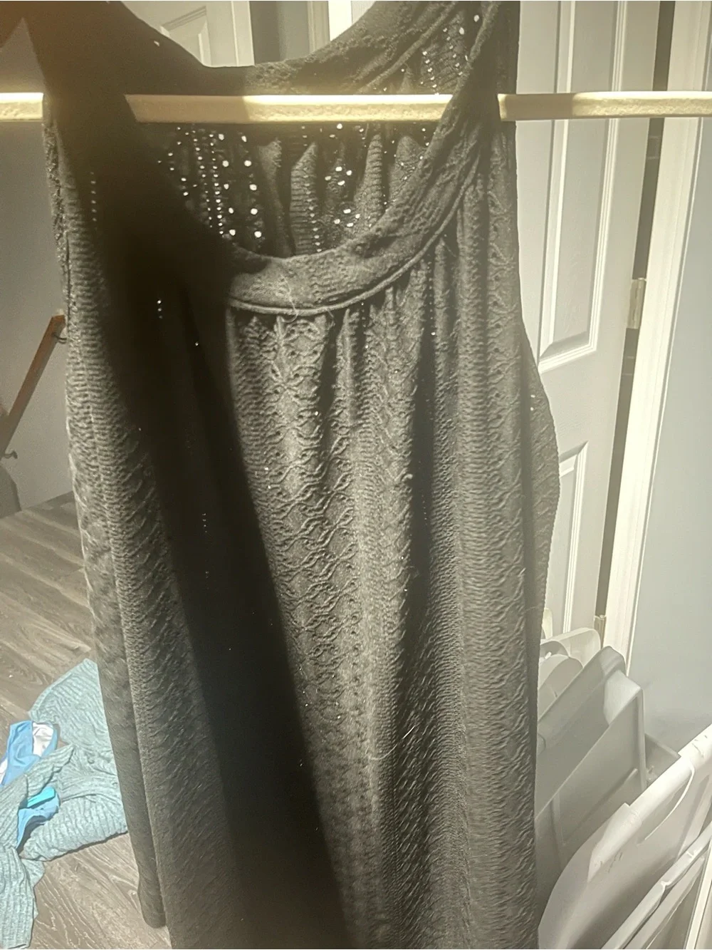 Women’s Black Sleeveless Textured shirt